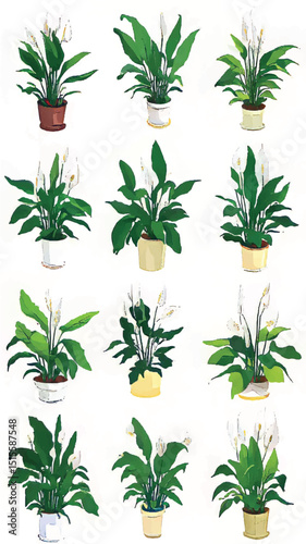 Indoor Plants Houseplants Peace Lily Decorative Greenery Botanical Art for Vibrant and Eco-Friendly Home Décor