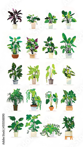 Lush Greenery and Leafy Variety: A Botanical Decor Showcase of Indoor Potted Plants in Home Garden - House Plants and Plant Care for Beautiful Interior Design