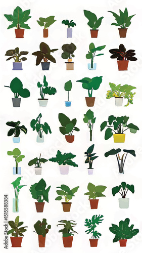 Indoor Gardening Bliss: Vibrant Tropical Leaves and Decorative Houseplants in Eco-Friendly Modern Design