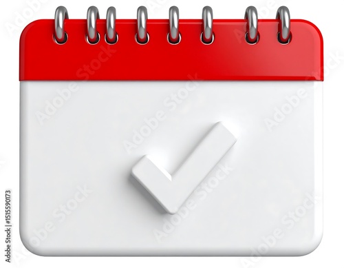 3D calendar icon with check mark