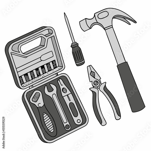 Professional tool kit illustration isolated on white