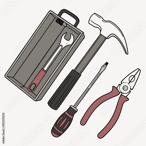 Professional tool kit illustration isolated on white