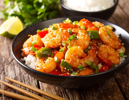 Stir-fried shrimp with rice