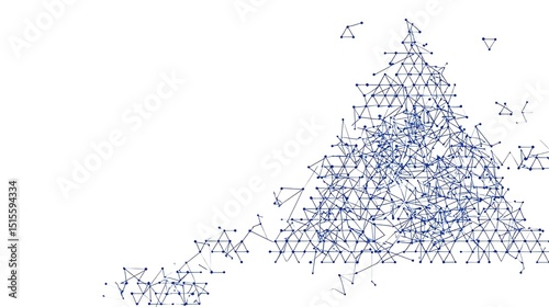 Abstract blue geometric triangular structure with blank white top-left space for text or data overlay. Modern minimal composition ideal for design backgrounds and tech layouts.