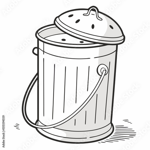 Clean cutout compost bin illustration transparent background