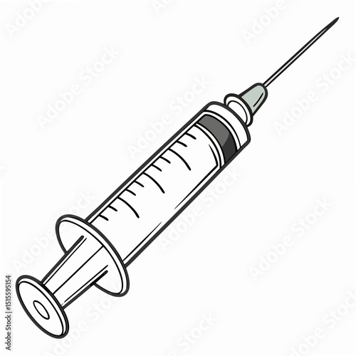 Professional syringe illustration, clean cutout, transparent background
