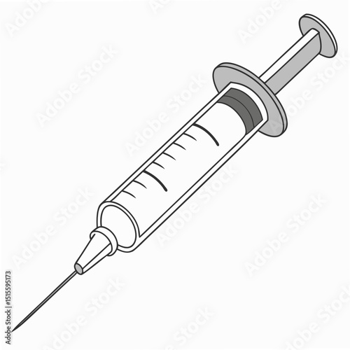 Professional medical syringe illustration isolated on white