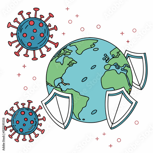 Global pandemic protection shields earth virus