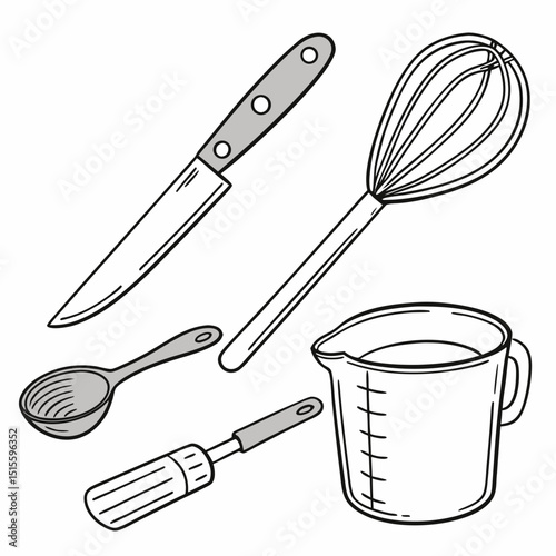Kitchen utensils baking tools whisk knife spoon cup