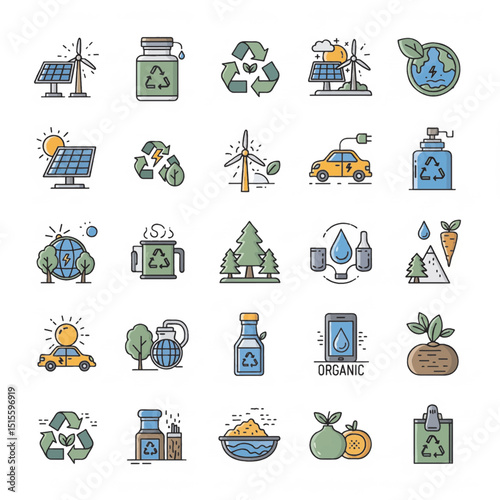 Eco and Green Energy Icon Set