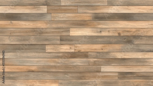 Rustic Wood Plank Texture: A close-up shot captures the intricate details of weathered wood planks, displaying a spectrum of natural tones and textures in a seamless, repeating pattern.