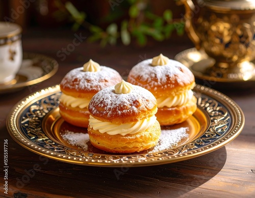 Sweet pastries on a decorative plate