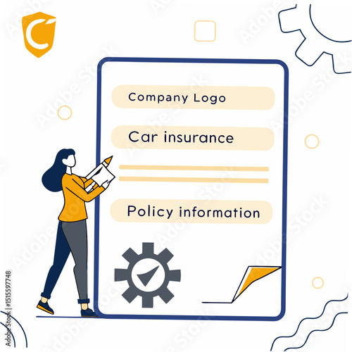 Woman reviewing car insurance policy information digital document