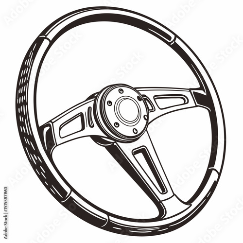 Classic car steering wheel design illustration
