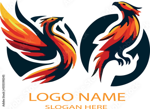  Phoenix Birds  logo icon vector .