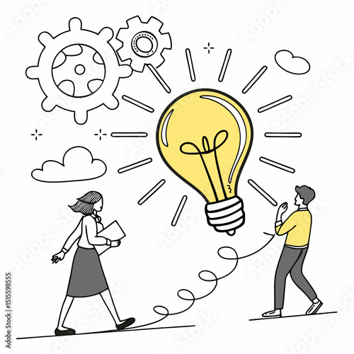 Creative idea lightbulb business people teamwork concept illustration