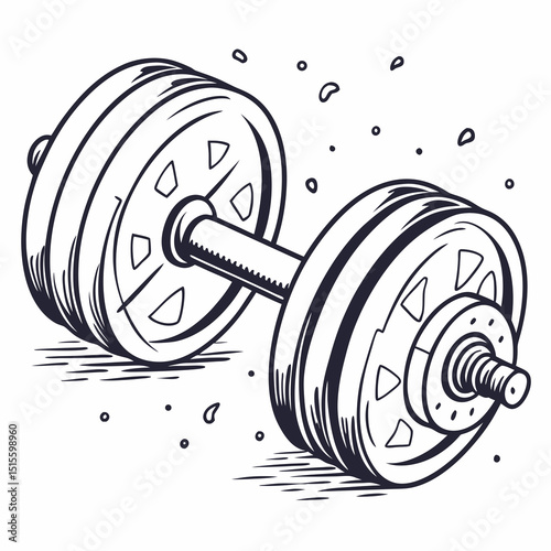 Hand drawn dumbbell weight fitness gym workout exercise