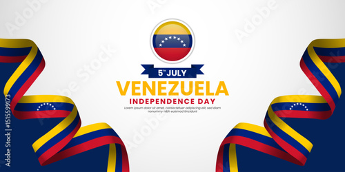 Venezuela Independence day banner background 5th of July design element with realistic waving flag