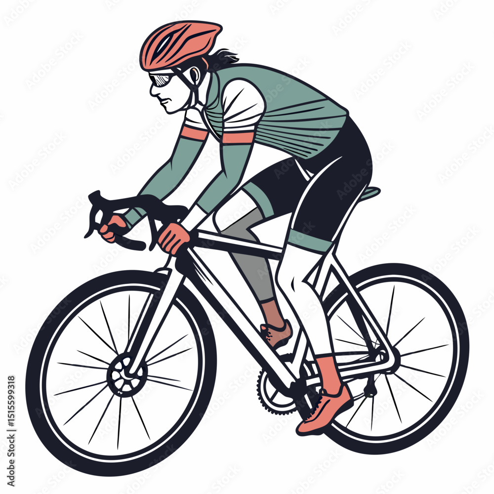 Obraz premium Cyclist riding road bike, clean cutout, transparent background