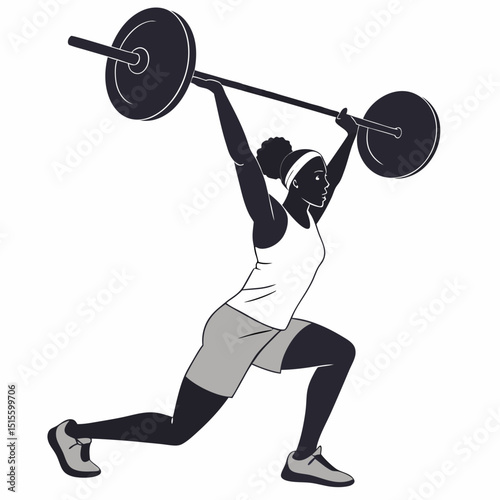 Strong woman weightlifting overhead squat fitness