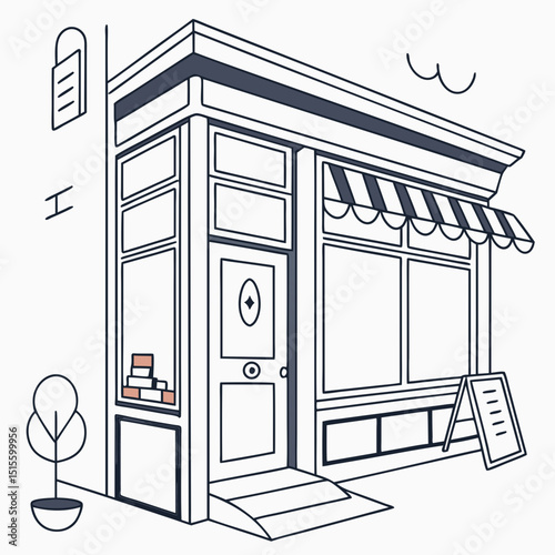 Charming corner store building exterior illustration