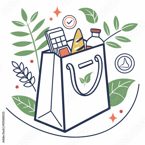 Grocery shopping bag organic food healthy lifestyle