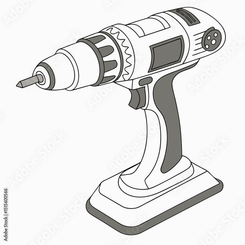 Cordless drill power tool isometric illustration