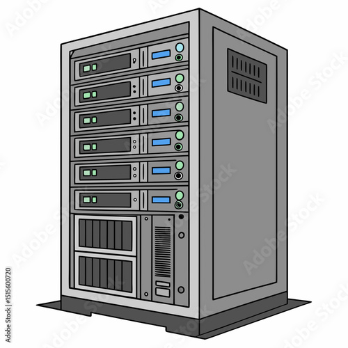 Powerful server rack data center technology illustration