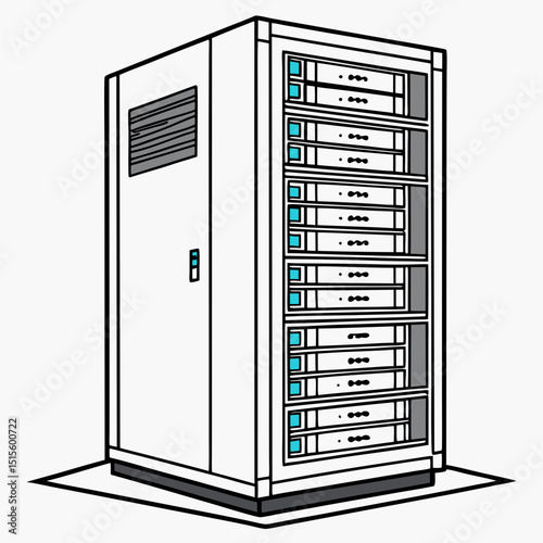 Powerful server rack data center technology illustration