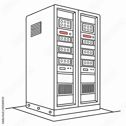 Professional server rack illustration transparent background