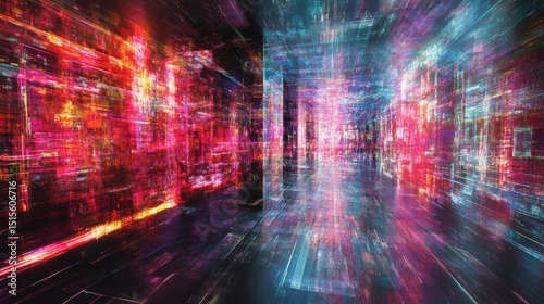 Exploring ai-generated abstract artwork in a virtual space environment digital art concept