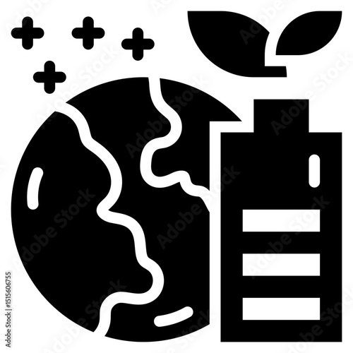 battery charge eco friendly world environment solid glyph icon