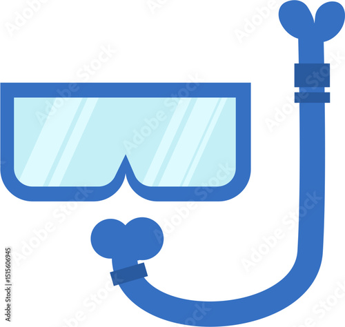 Blue Snorkel Gear: Aquatic Diving Mask & Breathing Tube, Flat Vector Illustration.