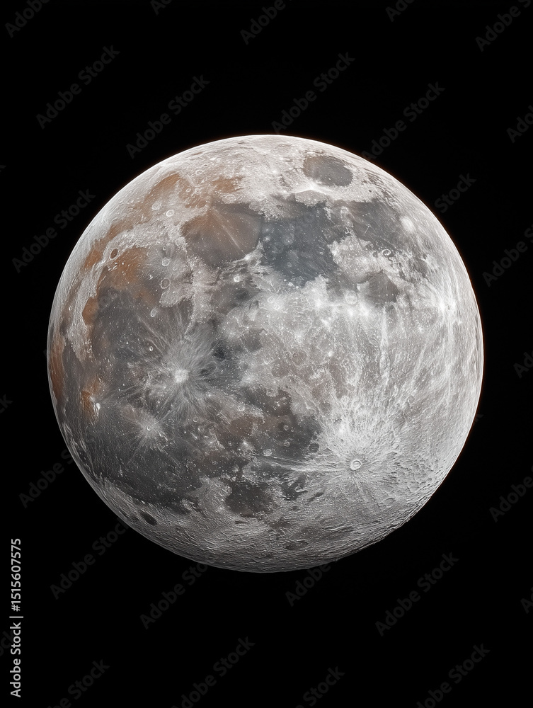 Obraz premium Detailed View of the Full Moon Highlighting Lunar Surface Features 