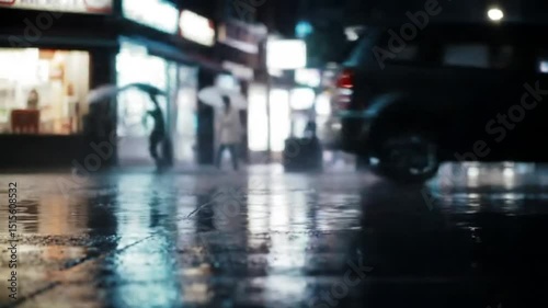 Wallpaper Mural Rainy Urban Street With Reflections and Car Traffic Motion Torontodigital.ca