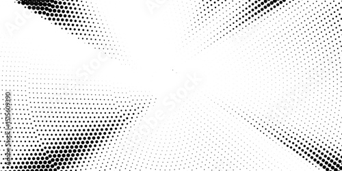 Comic background. Pattern with circles, halftone dotted backdrop. Radiating from the center starburst, sun burst rays, lines. Vector illustration