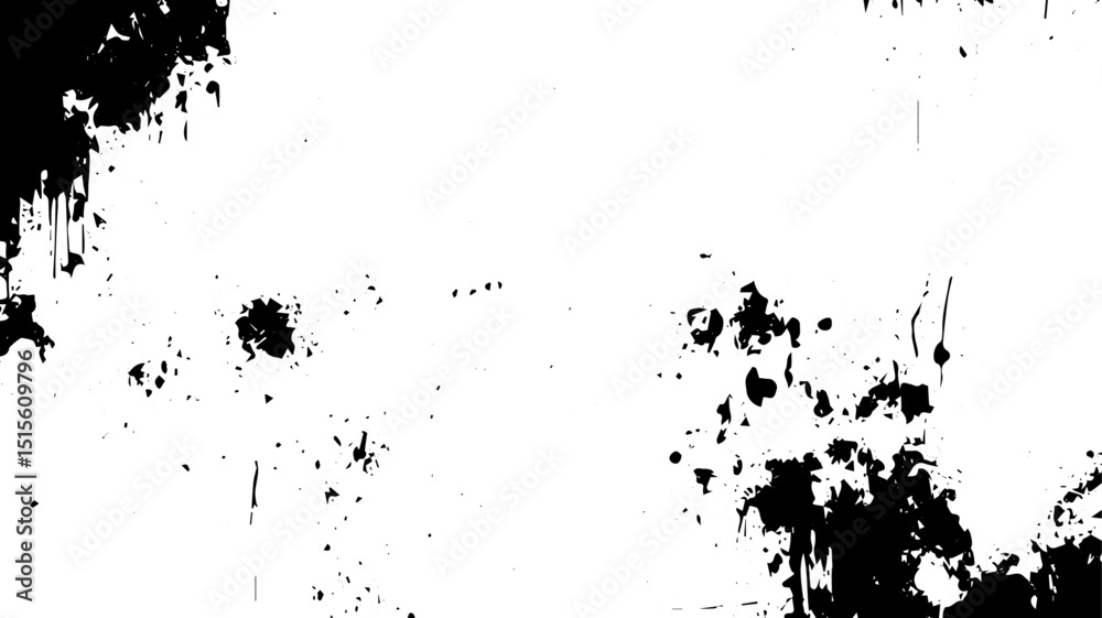 Obraz premium Abstract Grunge Ink Splatter Frame with Black Drips on White Background