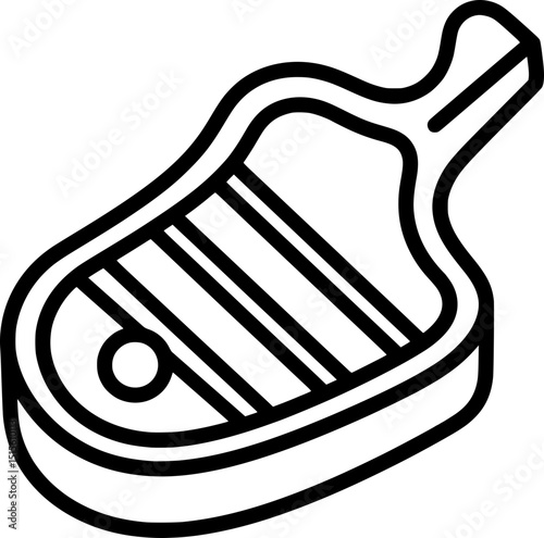 Grilled steak editable stroke outline icon isolated on white or transparent background flat vector illustration