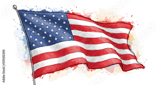 Wallpaper Mural American flag waving outdoors patriotic symbol national colors Torontodigital.ca