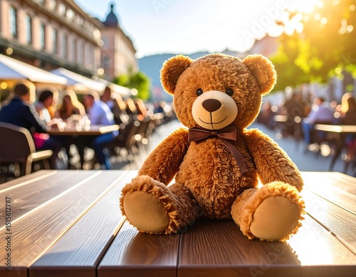 Teddy bear on outdoor patio (1)