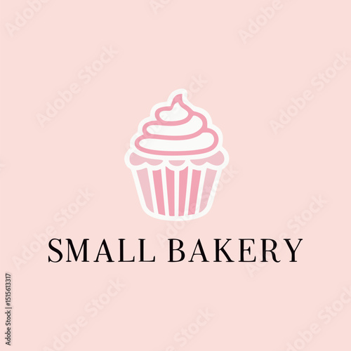 A delightful logo design incorporating a cupcake graphic and graceful typography, ideal for a small bakery with a focus on artisanal treats.