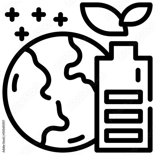 battery charge eco friendly world environment simple line icon