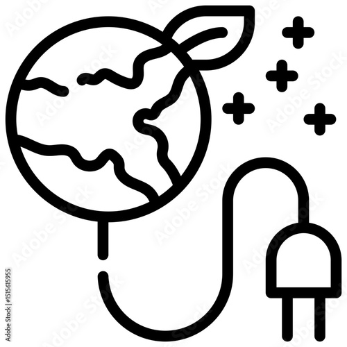 charge plug eco world environment simple line icon