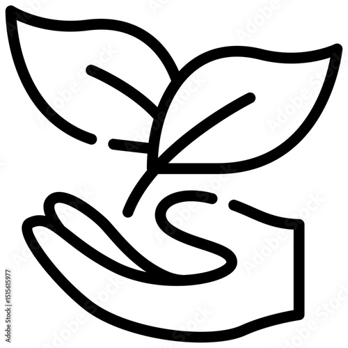 hand support sprout seedling world environment simple line icon