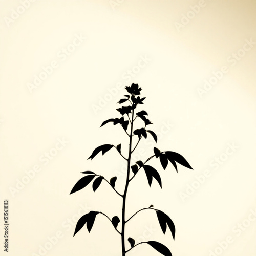 Silhouette plant botanical illustration nature photography black and white minimalist aesthetic fine art print