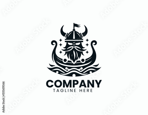 Powerful Viking Ship Dynamic Longship Illustration Vector Logo Design
