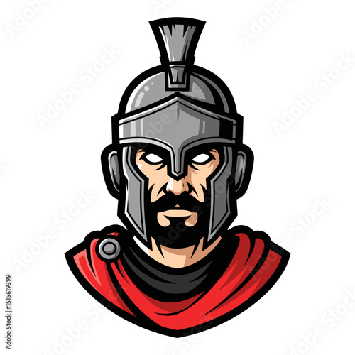 Portrait of a Roman Centurion in Helmet and Red Cape