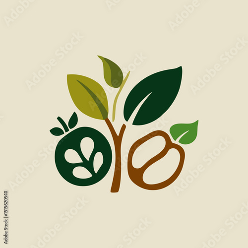 An inspiring logo design featuring natural elements like leaves and grains, symbolizing organic food and a commitment to sustainability.