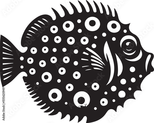 fish vector illustration, boxfish logo silhouette vector