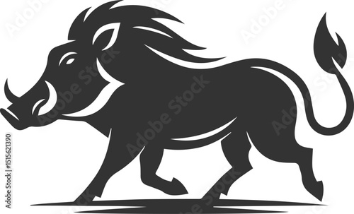 Black vector animal warthog silhouette drawing isolated